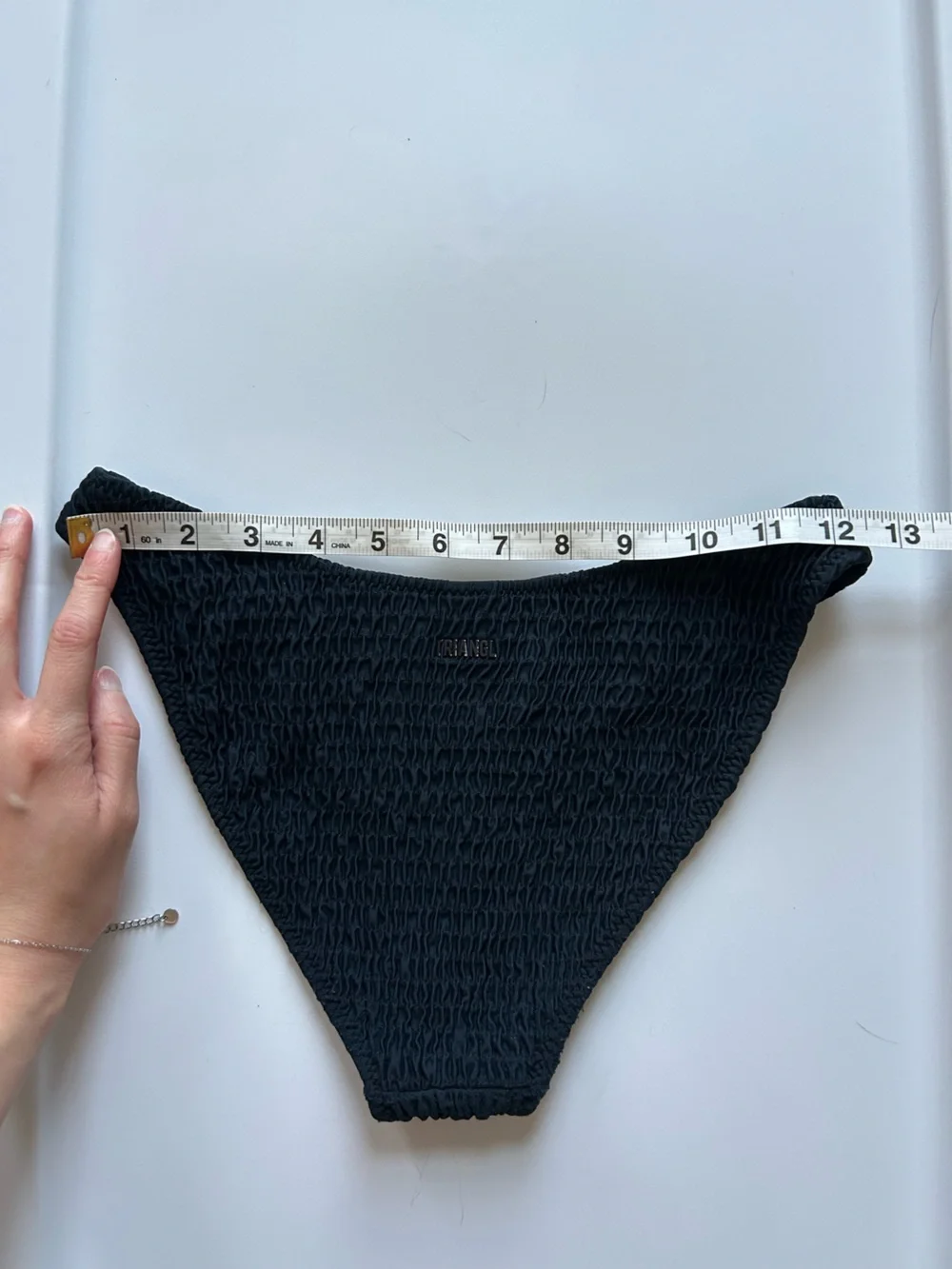 triangl swimwear Navy Smocked Bikini Bottom and Bikini Bag